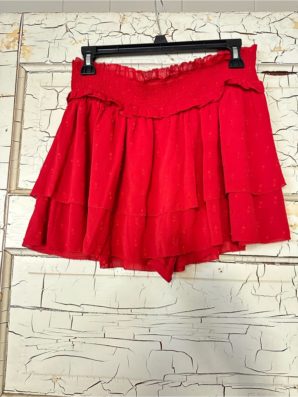 Blue Life Red Tiered Smocked-Waist Skort
